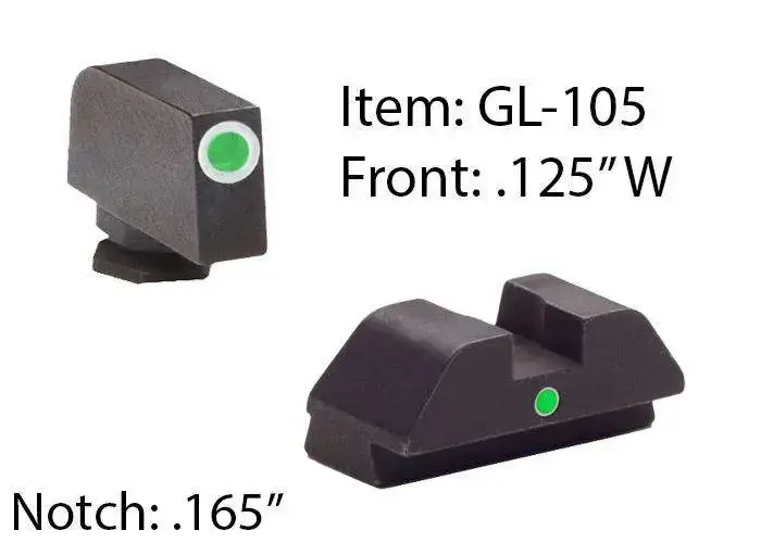 AmeriGlo GL201 i-Dot Night Sight Fits Glock 17/19 Tritium Green w/Orange Outline Front Tritium Green w/White Outline Rear