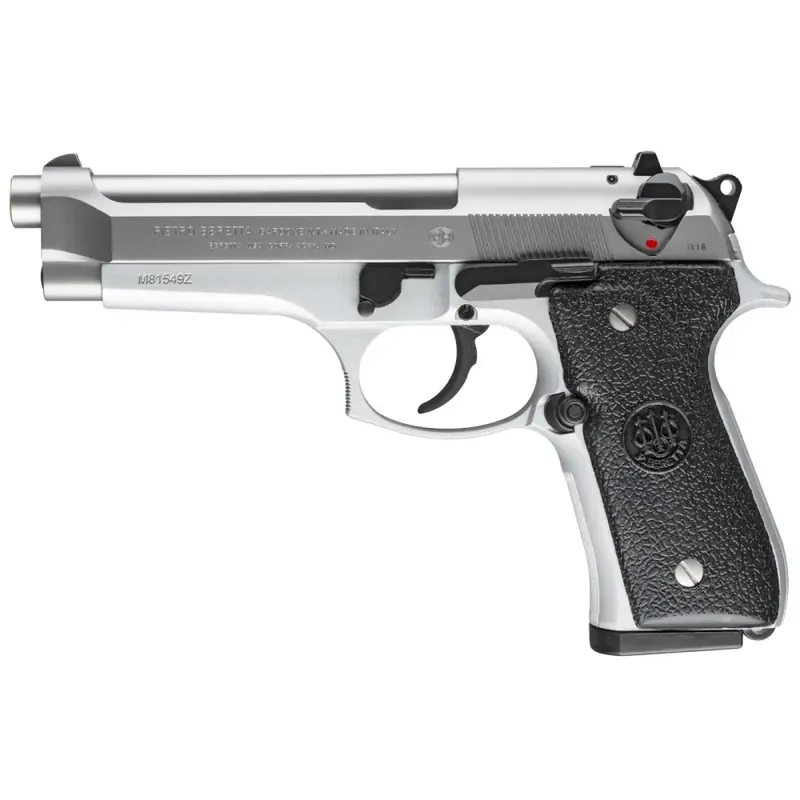 Beretta USA JS92F520M 92FS Italy Inox 9mm Luger 4.90" 15+1 Satin Stainless Steel Slide Black Stippled Texture Polymer Grip