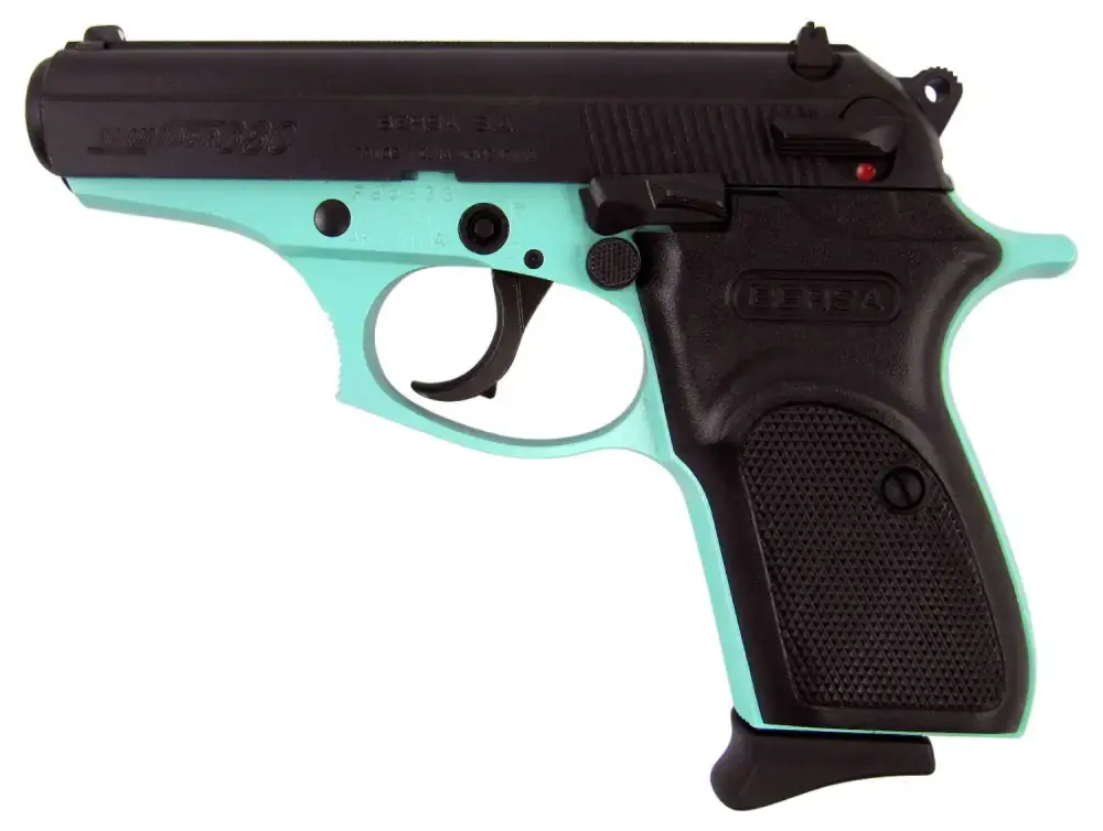 Bersa T380BLM8 Thunder 380 380 ACP 3.50" 8+1 Robin Egg Blue Cerakote Black Black Polymer Grip