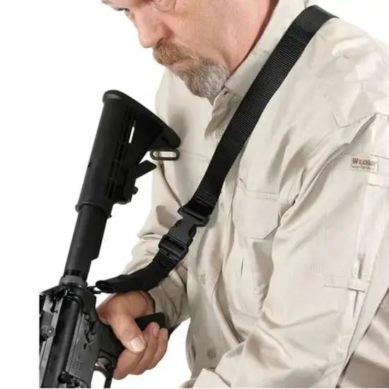 Blackhawk 70GS15BK Storm Sling 1.25" W x 46"-64" L QD Single-Point Black Nylon Webbing for Rifle