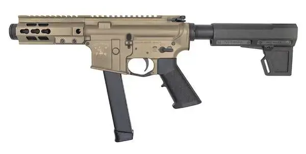 Brigade Firearms A0915521 BM-9 9mm Luger 5.50" 33+1 Flat Dark Earth Cerakote Black Polymer Pistol Brace 5" Rail