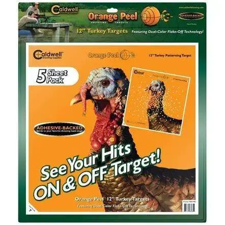 Caldwell 586485 Orange Peel Self-Adhesive Paper 12" Orange Target Paper w/Turkey 5 Per Pack