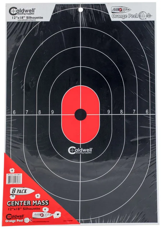 Caldwell 412803 Silhouette Center Mass Hanging Heavy Card Stock Target 12" x 18" 8 Per Pack