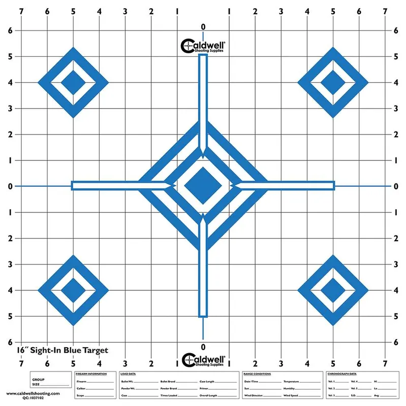 Caldwell 198604 Sight-In 5-Diamond Hanging Paper Target 16" x 16" 10 Per Pack