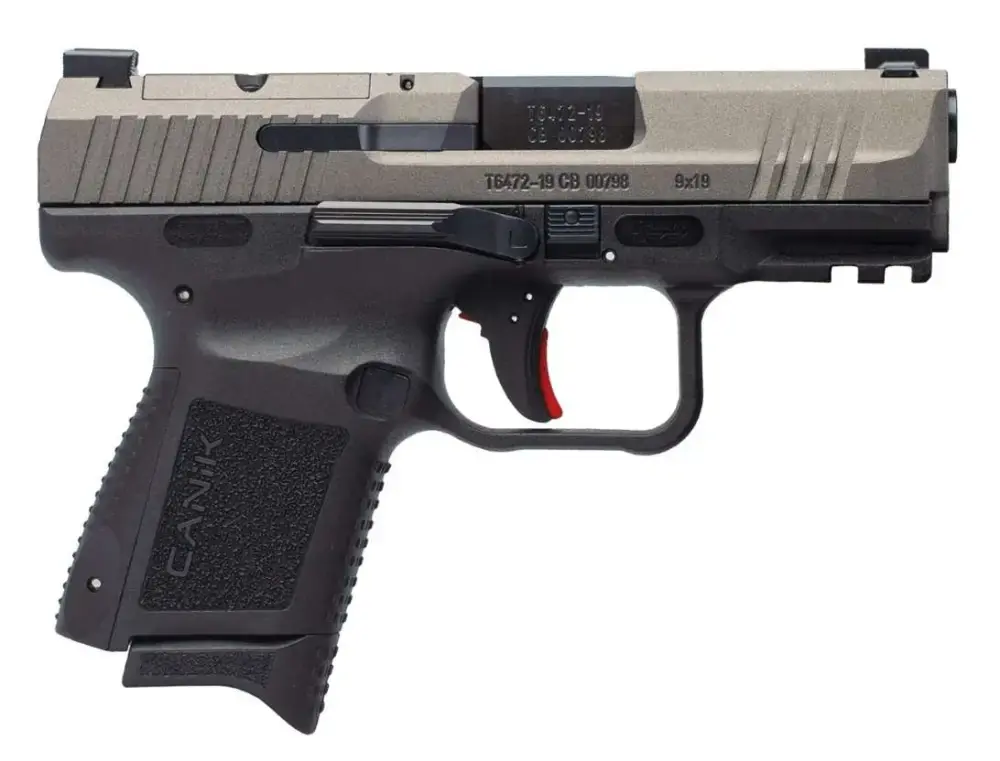 Canik TP9 Elite Subcompact 9mm Luger 10+1 3.60" Match Grade, Nitride Coated Barrel, Tungsten Gray Cerakote Serrated Steel, OR, Black Polymer Frame w/Picatinny Rail, Black Interchangeable Backstrap Grip