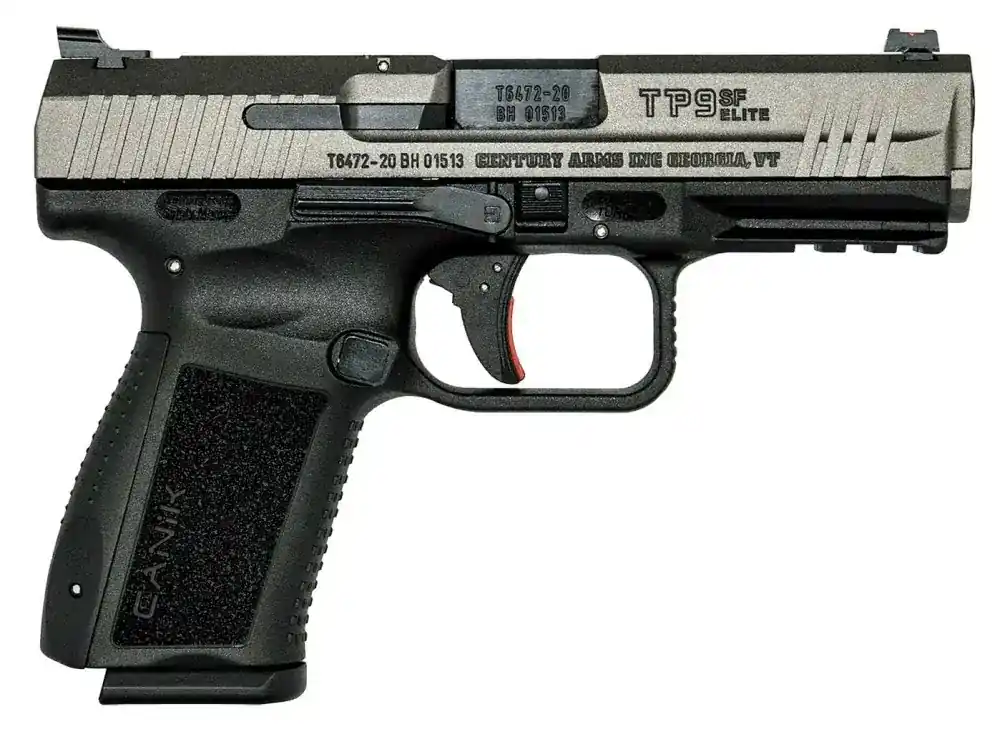 Century HG4869TN TP9SF Elite Canik 9mm Luger Striker Fire 4.19" 15+1 Tungsten Gray Interchangeable Backstrap Grip Tungsten Gray Cerakote Steel Slide