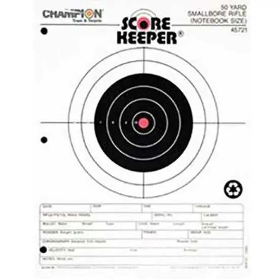 Champion Targets 45721 Scorekeeper Small Bore 50yd Sight-In Bullseye Hanging Paper Target 8.50" x 11" 12 Per Pack