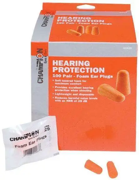 Champion Targets 40959 Foam Ear Plugs Orange 100 Pair
