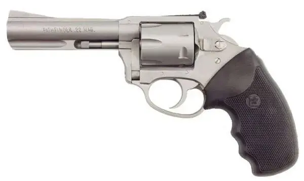 Charter Arms 72342 Pathfinder Target Revolver Single 22 Winchester Magnum Rimfire (WMR) 4.20" 6 Round Black Rubber Grip Stainless