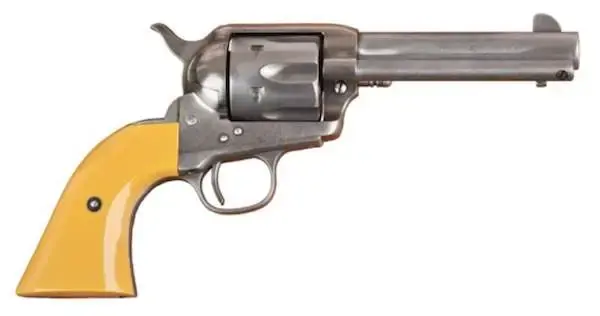 Cimarron RS410 Rooster Shooter Hollywood Series 45 Colt (LC) 6 Round 4.75" Original Finish Orange Finger Grooved Grip