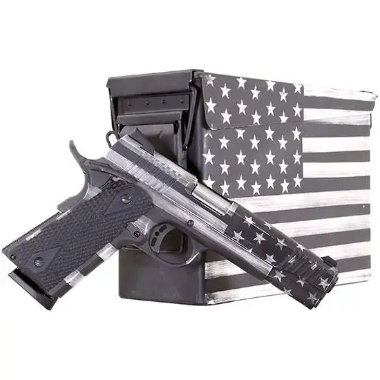 Citadel CITC45FUSGAC M-1911 with Ammo Can 45 ACP 5" 8+1 American Flag Battleworn Gray Cerakote Black G10 Grip