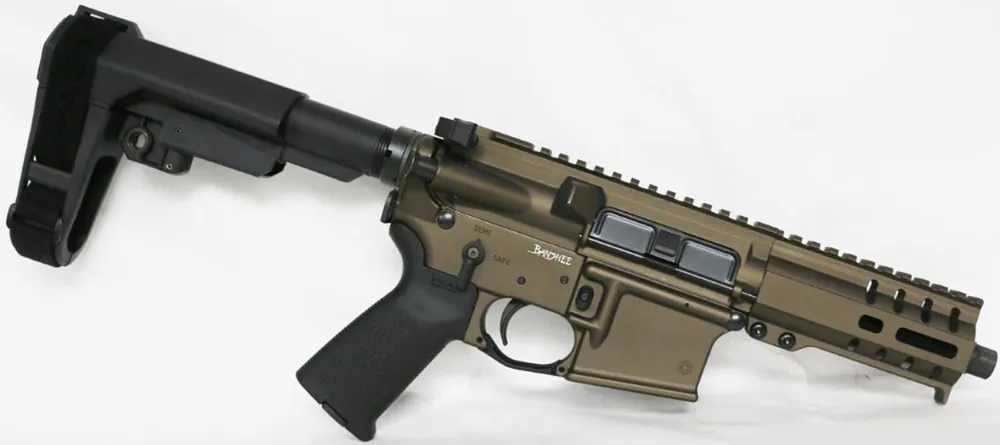 CMMG 54A186A-MB Banshee 300 MK4 5.7x28mm 5" 20+1 Midnight Bronze Cerakote Black Magpul MOE Grip CMMG 6 Position RipBrace