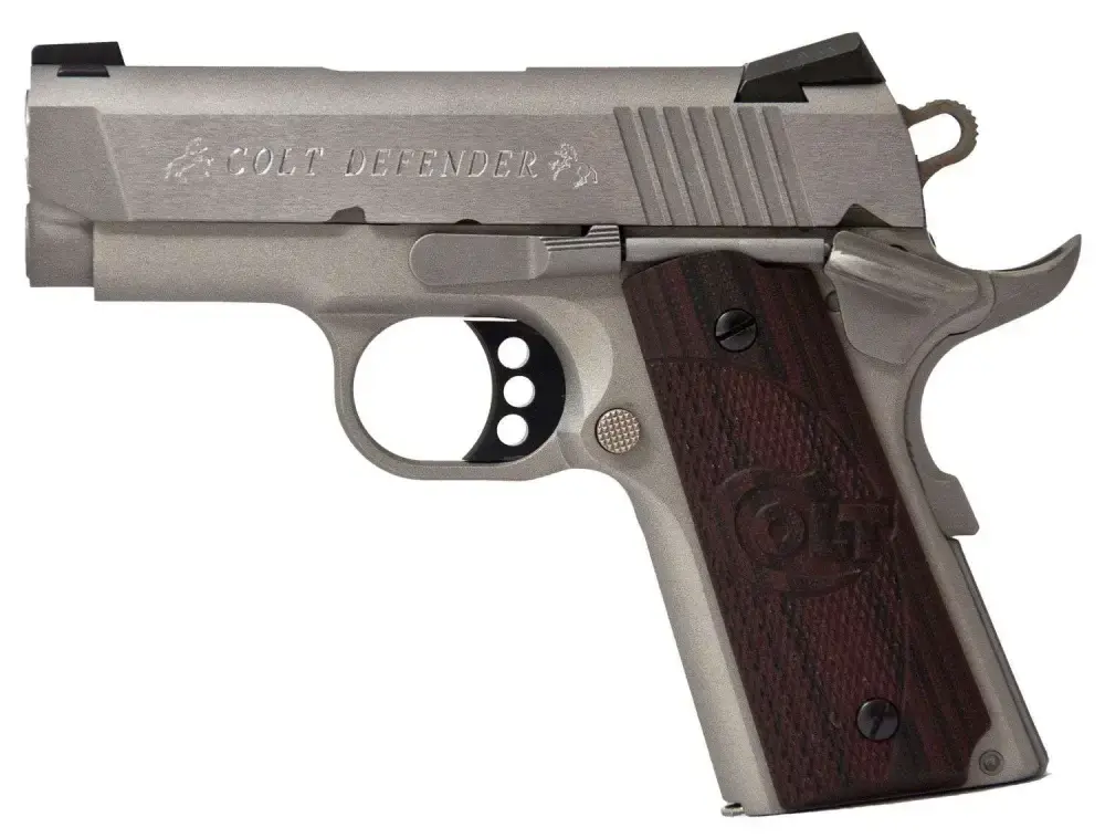 Colt Mfg O7000XE 1911 Defender 45 ACP 3" 7+1 Stainless Steel Black Cherry G10 Grip