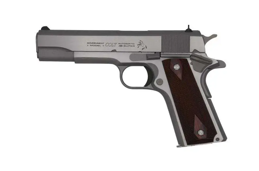 Colt Mfg O1911CSS38 1911 Government 38 Super 5" 9+1 Stainless Black Rubber Grip