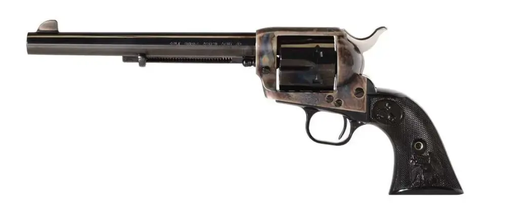 Colt Mfg P1870 Single Action Army Peacemaker Revolver Single 45 Colt (LC) 7.50" 6 Round Black Composite Double Eagle Grip Blued