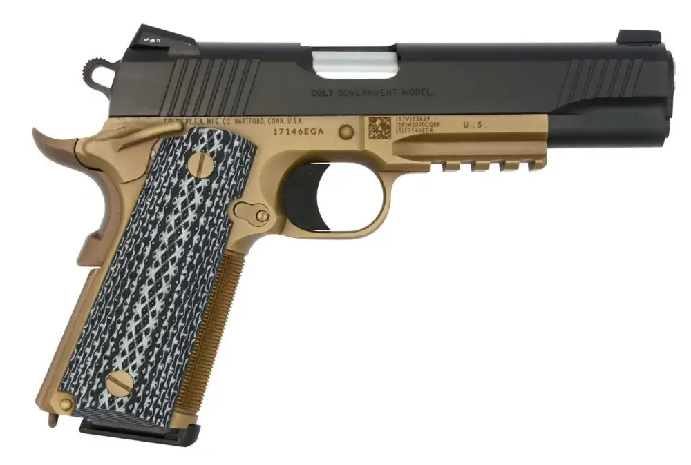 Colt Mfg O1070CQBFB 1911 Government 45 ACP 5" 8+1 Flat Dark Earth Black Black G10 Grip
