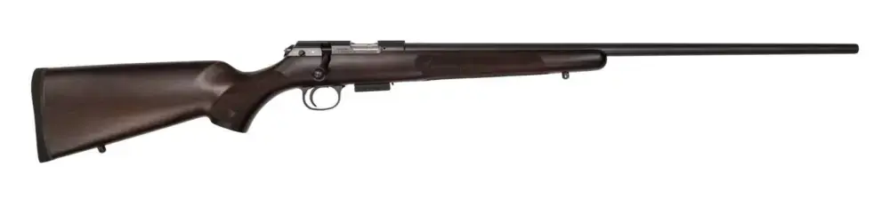CZ 02312 CZ 457 American 17 HMR 5+1 24.80" Turkish Walnut Fixed American Style Stock Blued Right Hand