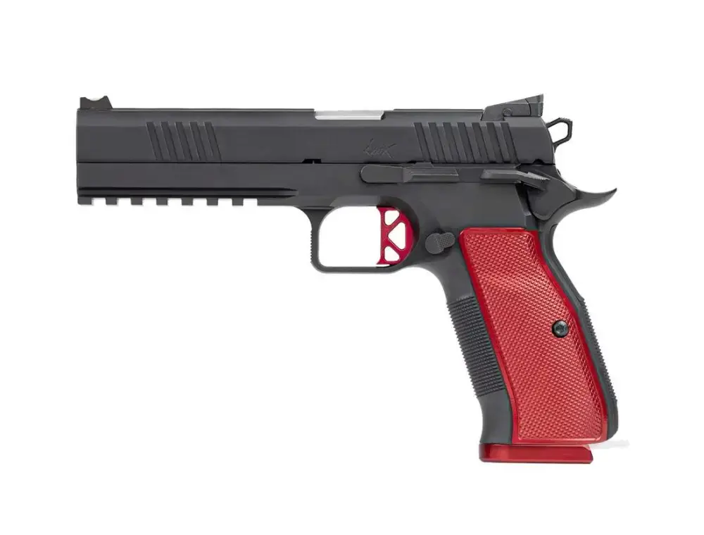 Dan Wesson 92002 DWX Rail 40 S&W 5" 15+1 Black Duty Finish Stainless Steel Red Aluminum Grip