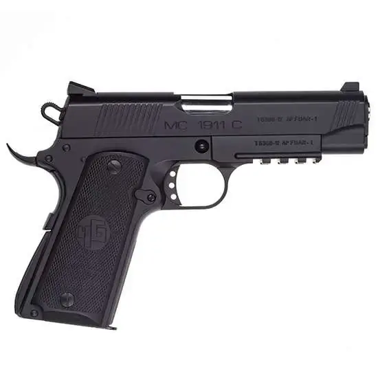 EAA 390070 Girsan MC1911 Commander 45 ACP 4.40" 8+1 Black Black Checkered Polymer