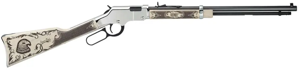 Henry H004AE Golden Boy Silver American Eagle 22 Short 22 Long 22 LR 16 LR/21 Short 20" Ivory American Walnut Nickel-Plated Right Hand
