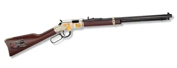 Henry H004FM Golden Boy Firefighter Tribute Lever Action 22 Short,Long,LR 16 LR/21 Short 20" Octagon Barrel Nickel Plated American Walnut Right Hand