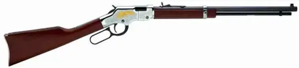 Henry H004GE Golden Eagle Silver Lever Action 22 Short,Long,LR 16 LR/21 Short 20" Octagon Barrel Nickel Plated American Walnut Right Hand