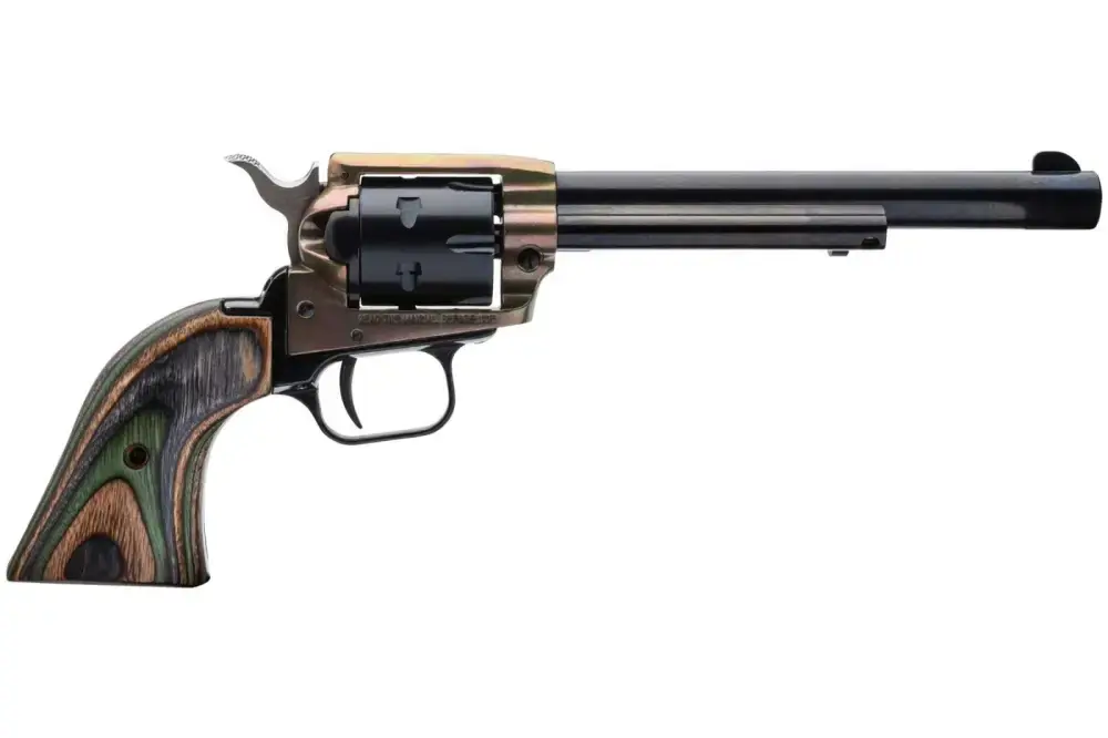 Heritage Mfg RR22CH6 Rough Rider Small Bore 22 LR 6 Round 6.50" Black Case Hardened Camo Laminate Grip