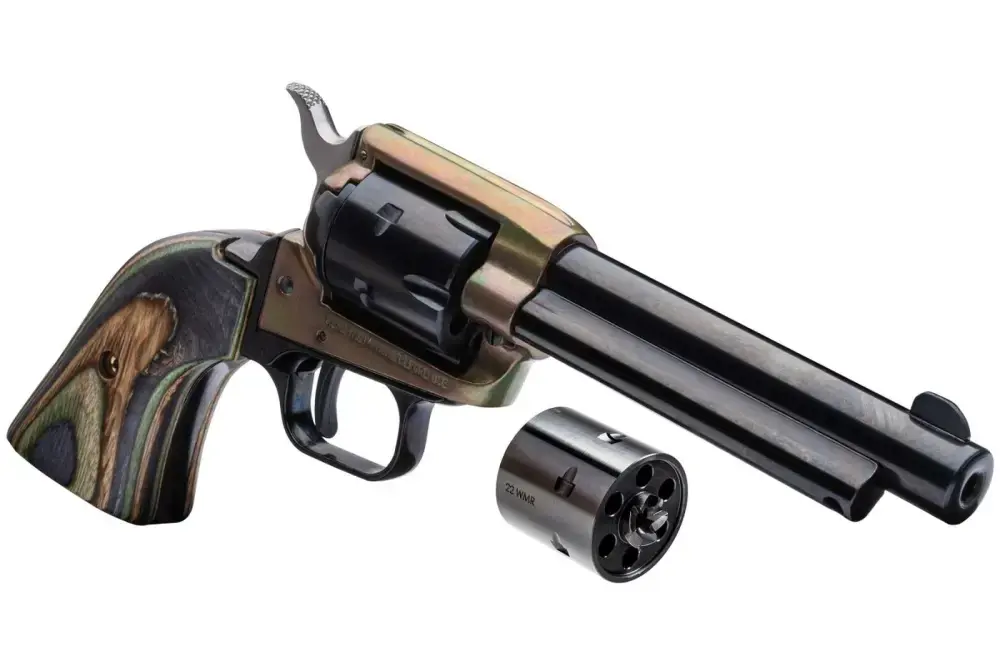 Heritage Mfg RR22MCH4 Rough Rider Small Bore 22LR,22 WMR 6 Round 4.75" Black Case Hardened Camo Laminate Grip