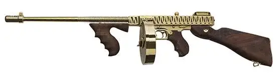 Thompson T150DTGTS 1927A-1 Deluxe 45 ACP 16.50" 50+1 & 20+1 Gold w/Tiger Stripe