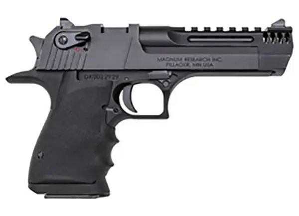 Magnum Research DE50L5IMB Desert Eagle L5 50 AE 5" 7+1 Black Hardcoat Anodized Black Hogue Rubber Grip Integral Muzzle Brake