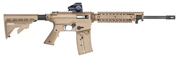Mossberg International 37240 715T 22 LR 25+1 16.25" Flat Dark Earth Adjustable Stock Matte Blued Right Hand Holographic Green Dot