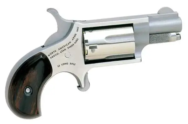 NAA 22LR Mini-Revolver 22 LR 5rd 1.13" Stainless Steel, Rosewood Bird's Head Grip