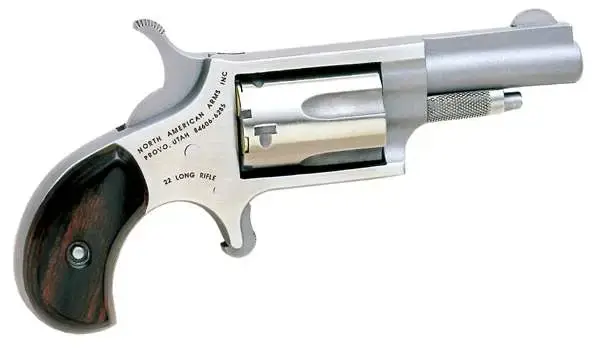 NAA 22LLR Mini-Revolver *CA Compliant 22 LR 5rd 1.13" Stainless Steel, Rosewood Bird's Head Grip