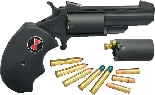 NAA BWCPVD Black Widow 22 LR,22 Mag 5rd 2" Black PVD, Black Oversized Rubber