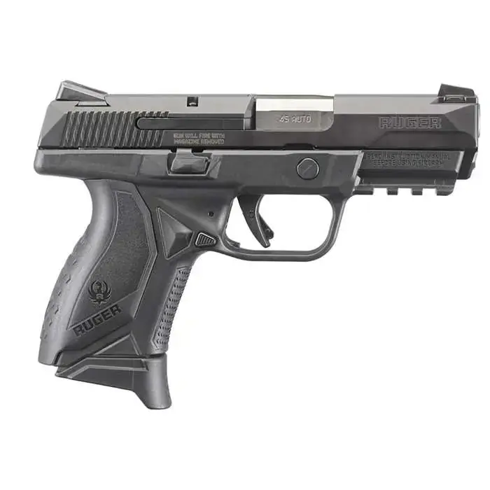 Ruger 8645 American Compact 45 ACP DAO 3.75" 10+1 Wrap Around Grip Black Polymer Frame Black Nitride Slide
