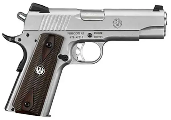 Ruger SR 1911 Standard 45 ACP 5" 8+1 Stainless Steel Hardwood Grip Novak Sights
