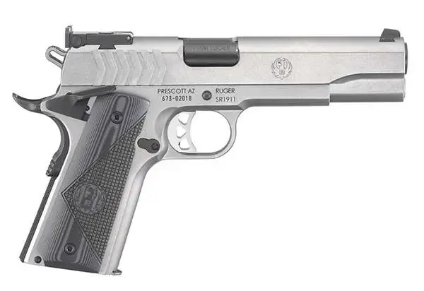 Ruger 6759 SR1911 Target 9mm Luger SAO 5" 9+1 Deluxe Checkered G10 Grip Low-Glare Stainless Steel Frame & Slide