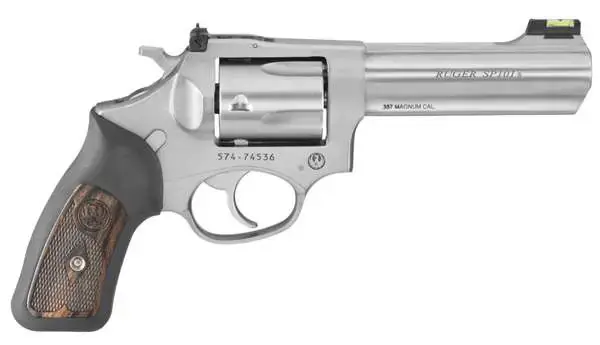 Ruger 5771 SP101 Standard Revolver 357 Mag 4.20" 5 Round Black Rubber w/Wood Insert Grip Stainless Steel