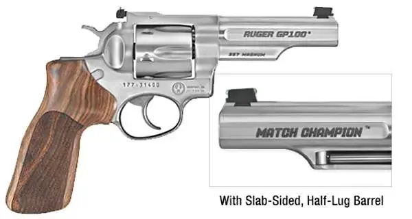 Ruger 1755 GP100 Match Champion 357 Mag 4.20" 6 Round Hardwood Hogue Stippled Grip Satin Stainless