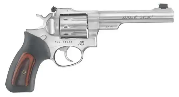 Ruger 1757 GP100 Standard 22 LR 5.50" 10 Round Black Rubber w/Wood Insert Grip Satin Stainless