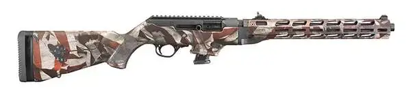 Ruger PC Carbine Takedown 9mm Luger 16.12in American Flag Camo Cerakote Semi Automatic Rifle - 10+1 Rounds - California Compliant
