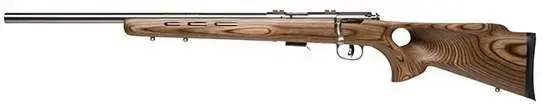 Savage 96210 93R17 BTVLSS Bolt 17 HMR 21" 5+1 Laminate Thumbhole Brown Stk Stainless Steel