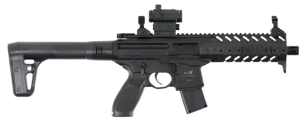 Sig Sauer Airguns AIRMPXMRD MCX Air Semi-Auto CO2 177 Pellet 30rd Black Black Synthetic Stock Red Dot