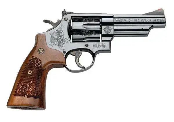 S&W 29 Machine Engraved 44 Rem Mag 6 Round 4" Blued Carbon Steel Blued Wood Engraved Grip