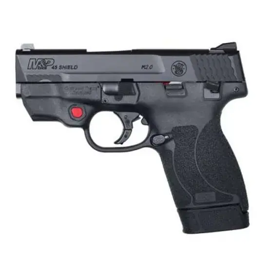Smith & Wesson 12087 M&P Shield M2.0 45 ACP 3.30" 6+1 & 7+1 Black Black Armornite Stainless Steel Black Polymer Grip with Crimson Trace Red Laser Manual Safety