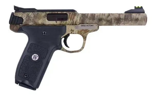 Smith & Wesson 10297 SW22 Victory 22 LR 5.50" 10+1 Kryptek Highlander Black Polymer Grip Fiber Optic Sights