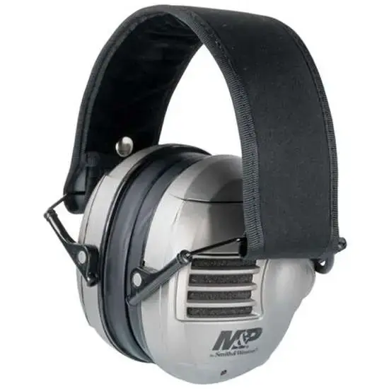 M&P Accessories 110041 Alpha Electronic Earmuff Polymer 23 dB Over the Head Gray Ear Cups w/Black Band