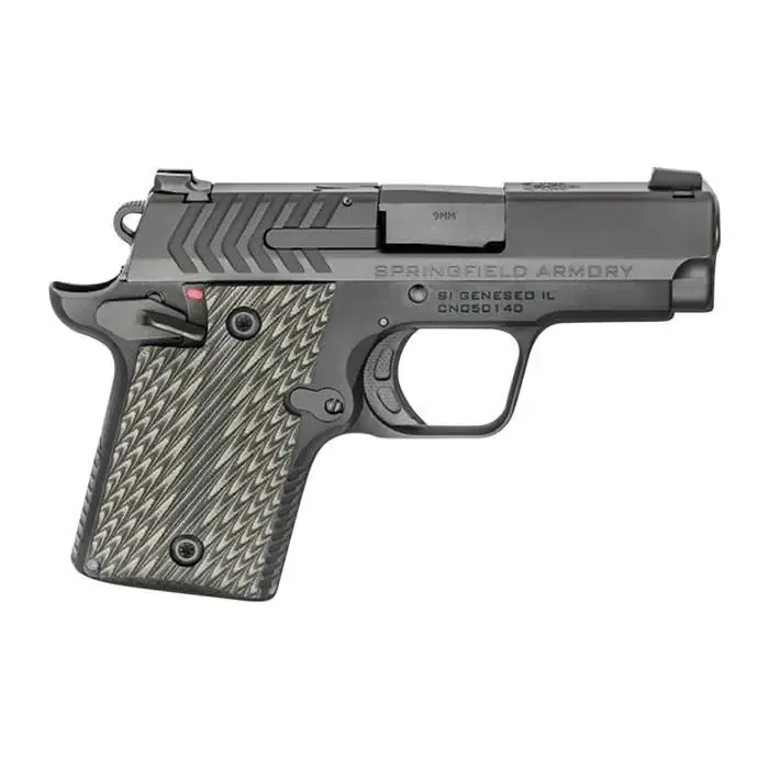 Springfield Armory PG9119 911 9mm Luger 2.70" 6+1 & 7+1 Black Hardcoat Anodized Black Nitride Stainless Steel Green G10 Grip