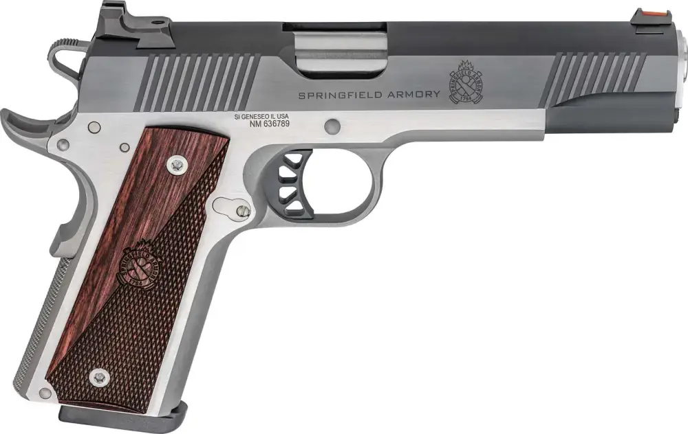 Springfield Armory PX9121L 1911 Ronin 10mm Auto 5" 8+1 Stainless Steel Black Carbon Steel Slide Crossed Cannon Wood Laminate Grip