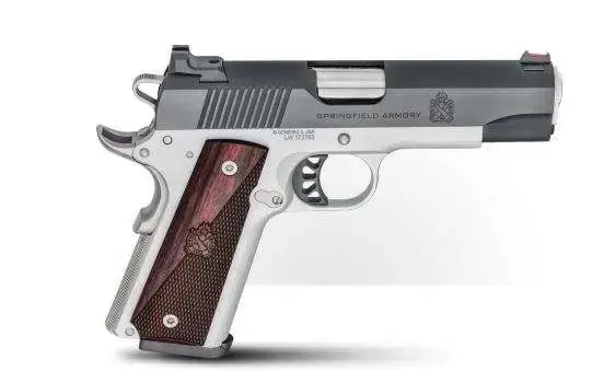Springfield 1911 Ronin 45 ACP 8+1 4.25" Barrel, Hybrid Smooth/Checkered Crossed Cannon Wood Laminate Grip